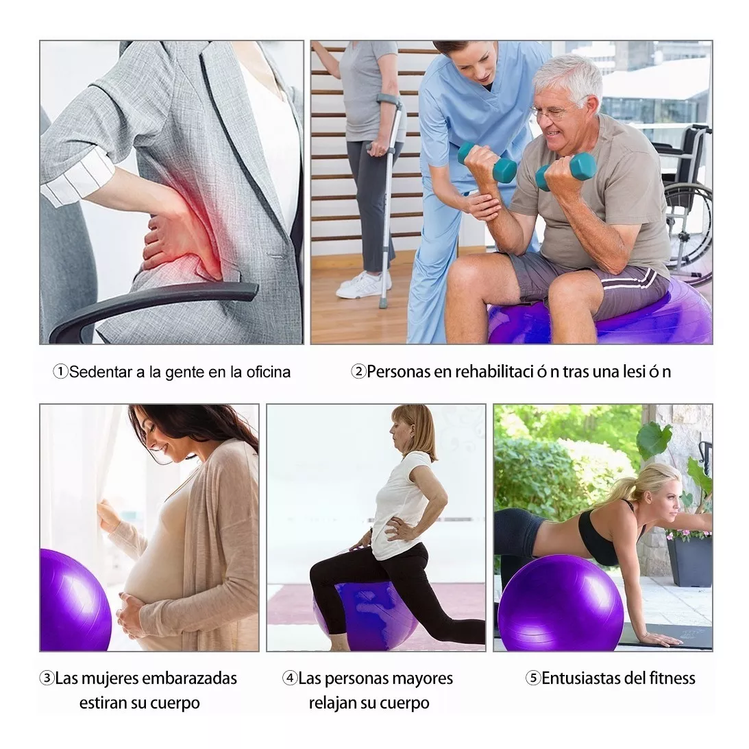 Pelota Fitness De Ejercicio Para Yoga Pilates 65cm Con Bomba