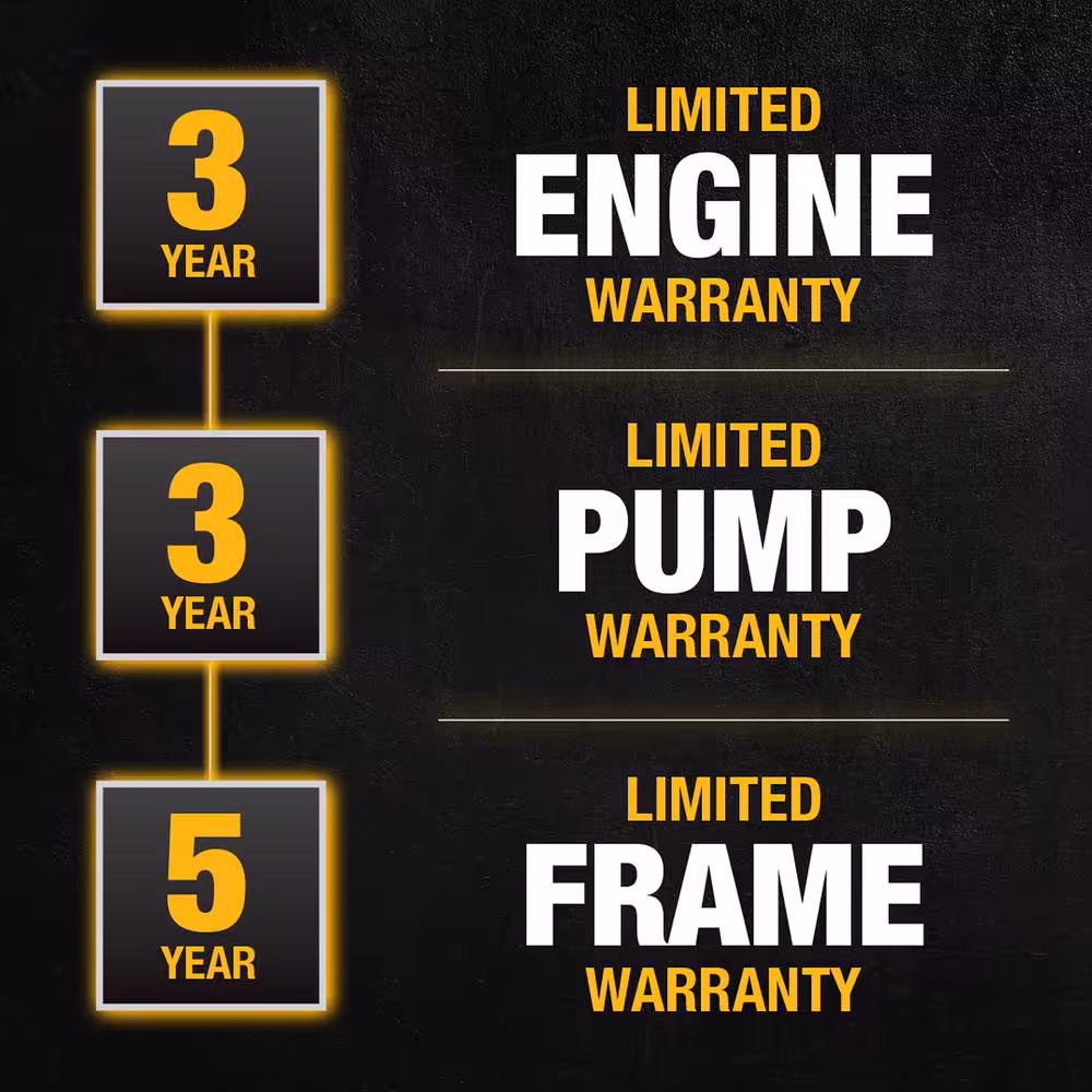 Lavadora a presión de agua fría a gas DEWALT 3400 PSI 2.5 GPM con motor de 208 cc DXPW61372