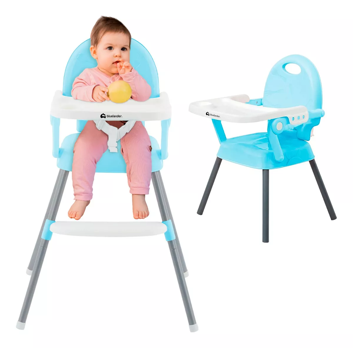 Silla Periquera Para Bebe Alta Plegable Portatil 3 En 1 color Azul