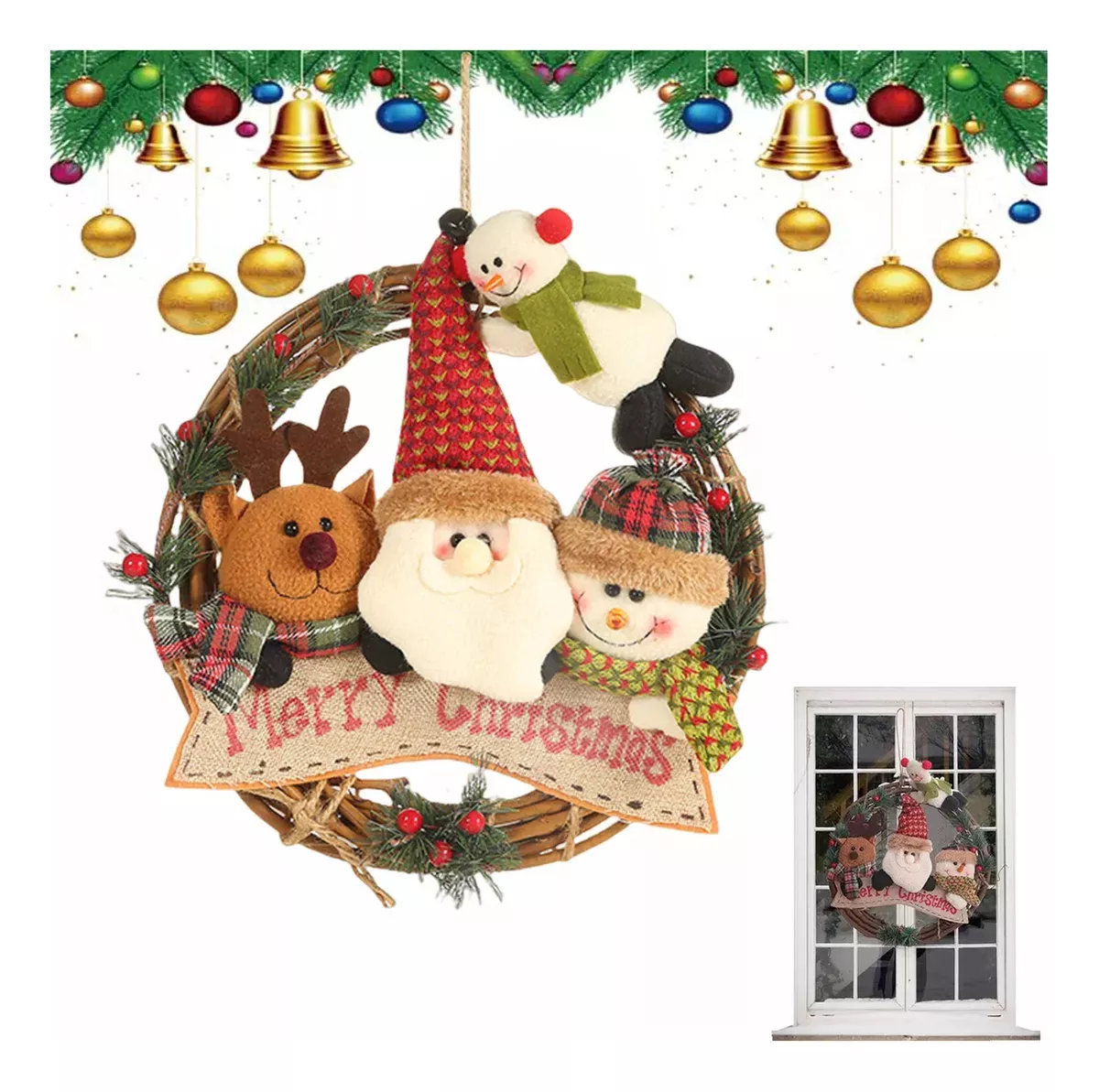 Corona De Navidad Decoraci&oacute;n Navide&ntilde;a Para Colgar En La Puer
