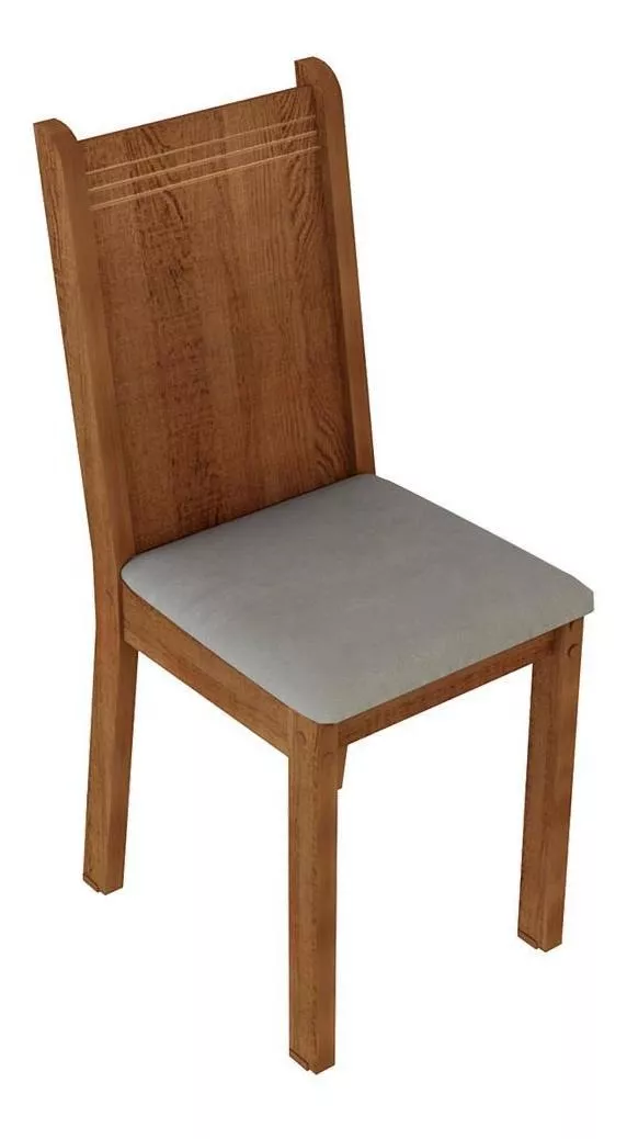 kit 6 Sillas De Comedor 4290 Madesa Marron Beige Estructura de la silla Rustic Asiento Gris