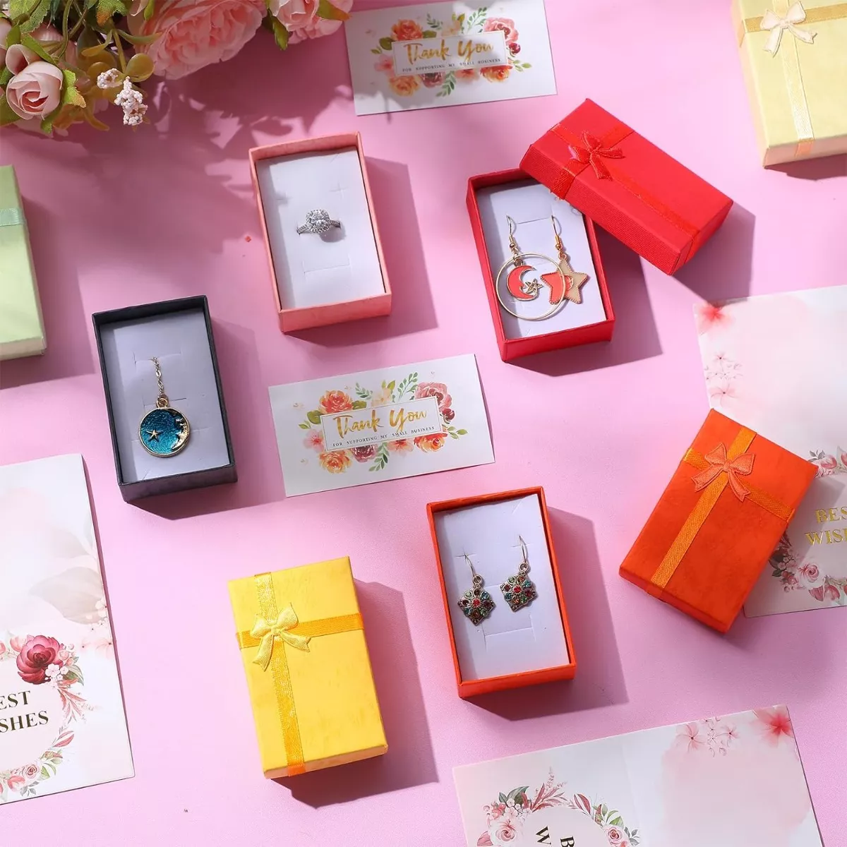 Caja De Regalo De Joyería Con Lazos, 24 Unidades