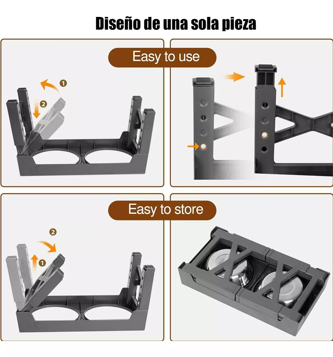 Comedero Para Perro Y Gatos Plato Elevada 5alturas Ajustable