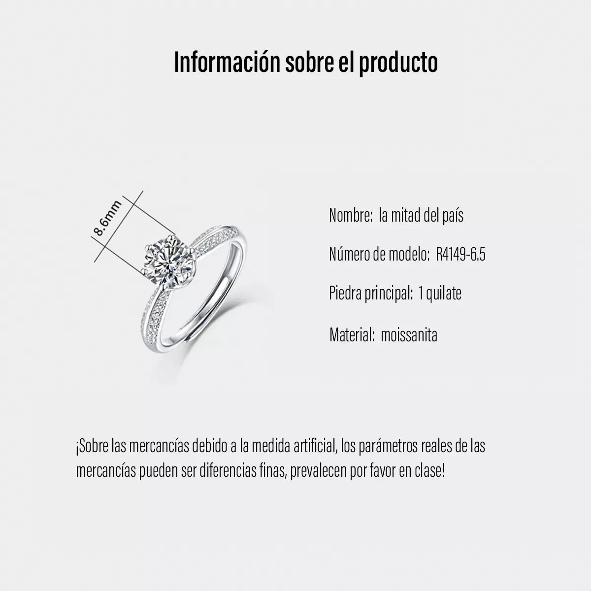 Anillo De Compromiso 925 Plata Mujer Moissanite Joyeria Fina