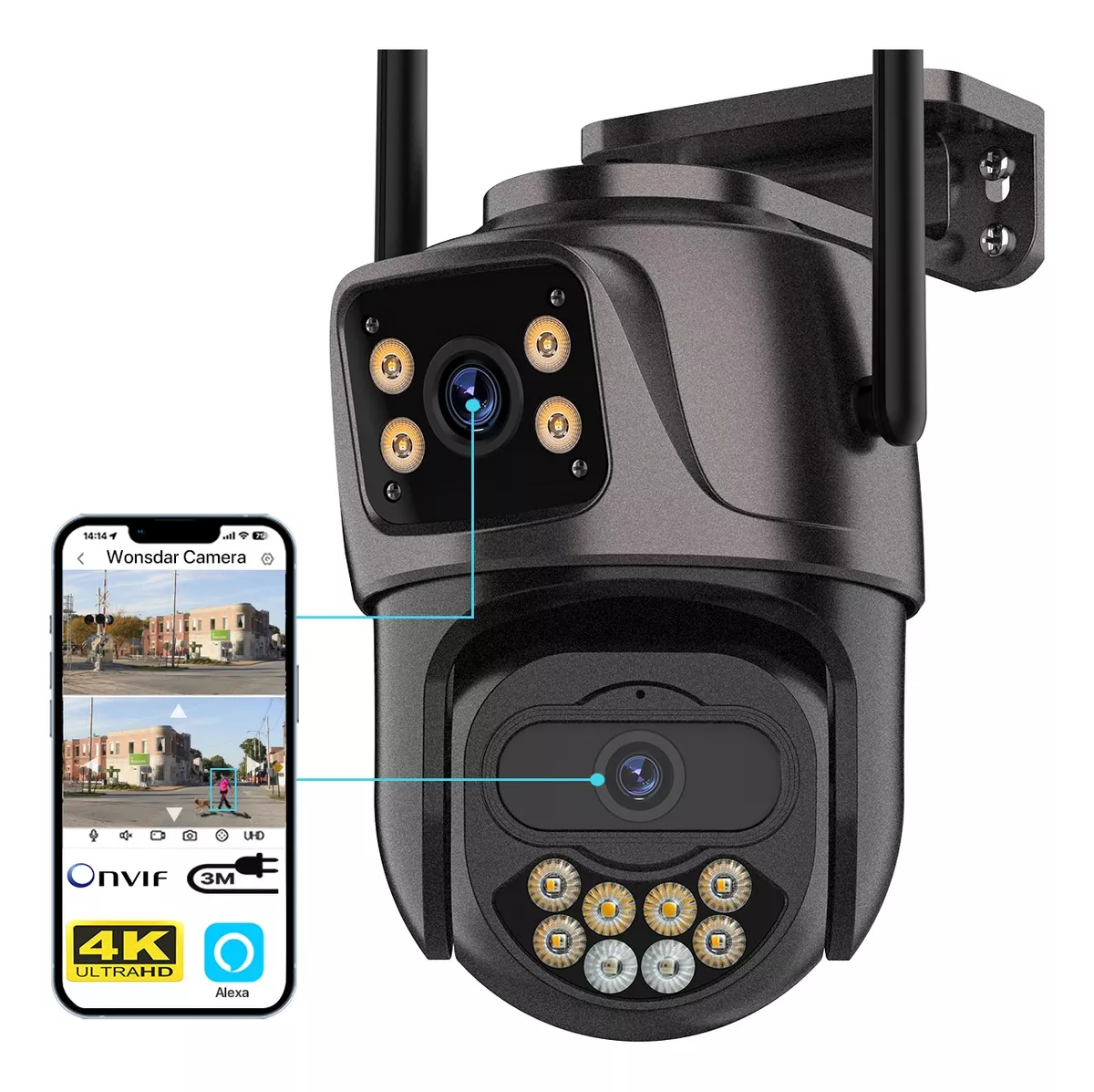 C&aacute;mara De Seguridad Exterior Wifi Cctv 4k 8mp Doble Lente