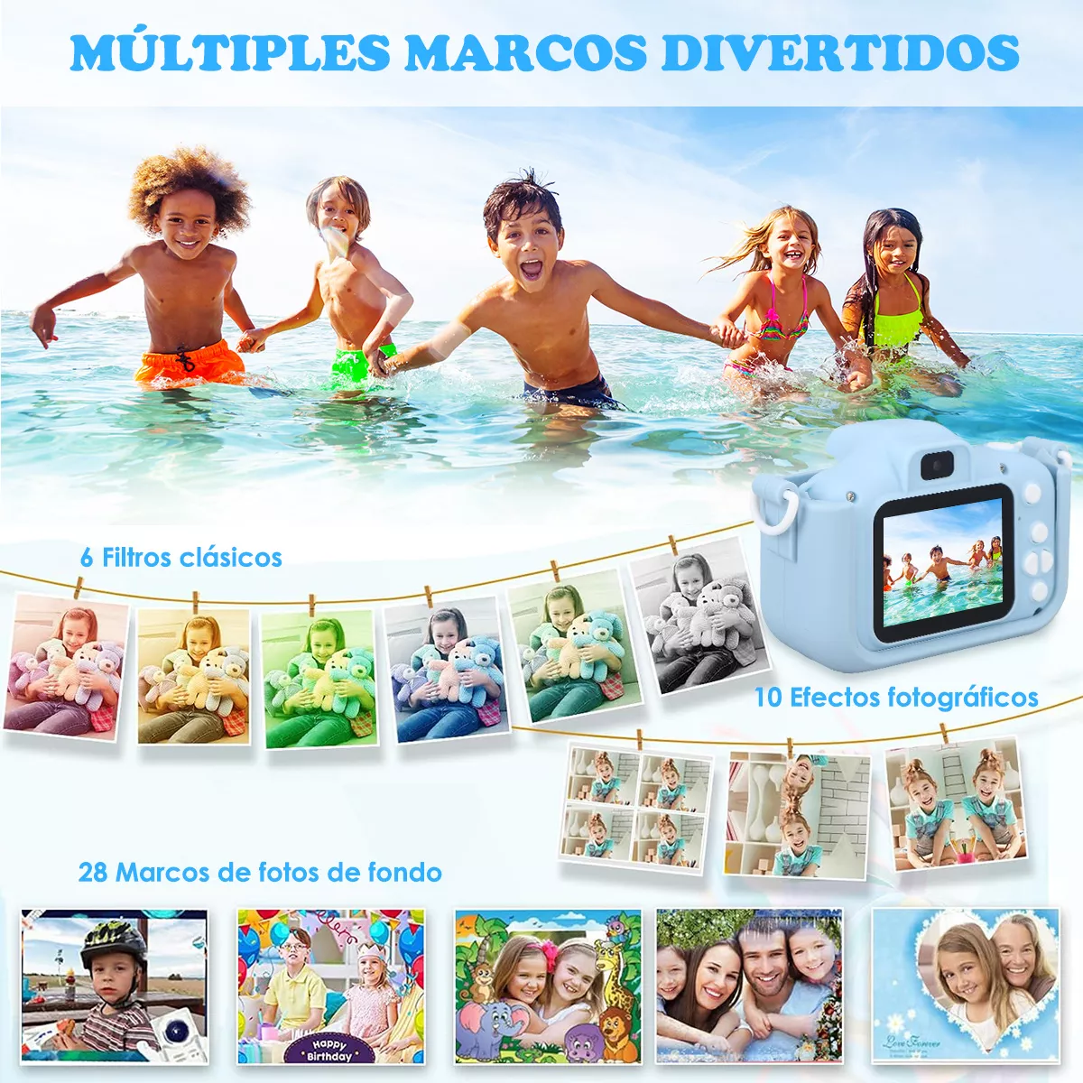 Cámara Digital Hd Para Niños Juguete Foto Video Con 32gb Sd