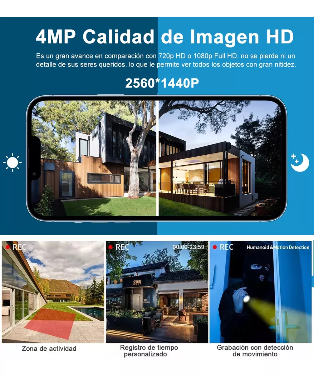 kit Videovigilancia 4 Camaras De Seguridad Wifi 4mp Nvr Cctv