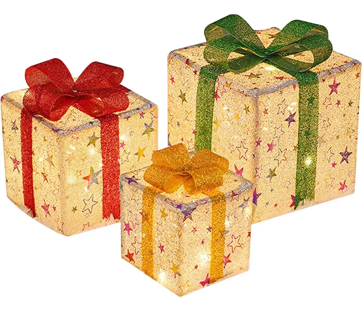 3 Cajas Navideñas Regalo Luces Para Arbol Navidad Decoracion