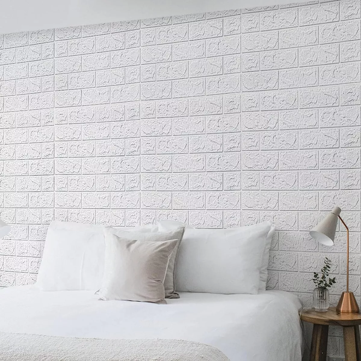 20pcs 3d Papel Tapiz Blanco Patrón Ladrillo Pegatina Pared