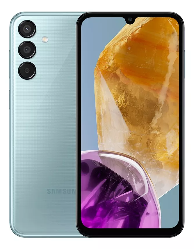 Tel&eacute;fono celular Samsung Galaxy M15 5g, 6000 mAh, c&aacute;mara triple de hasta 50 MP, 128 GB, azul claro