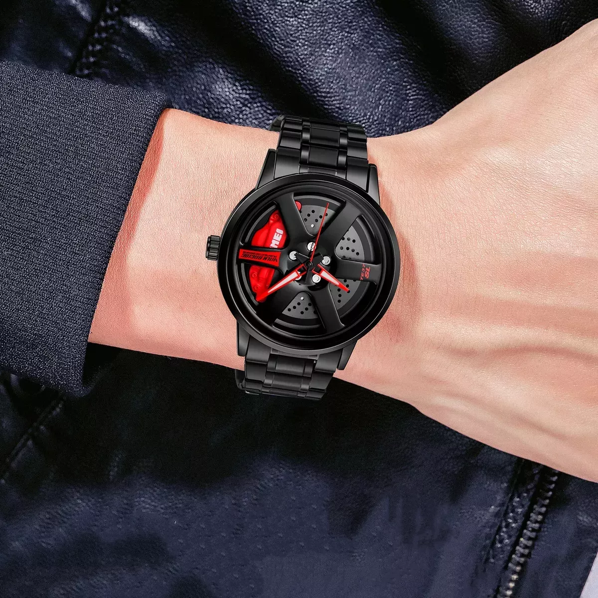 Reloj Moda Hombre Disco Llanta Rin Calipers Metal Cuarzo