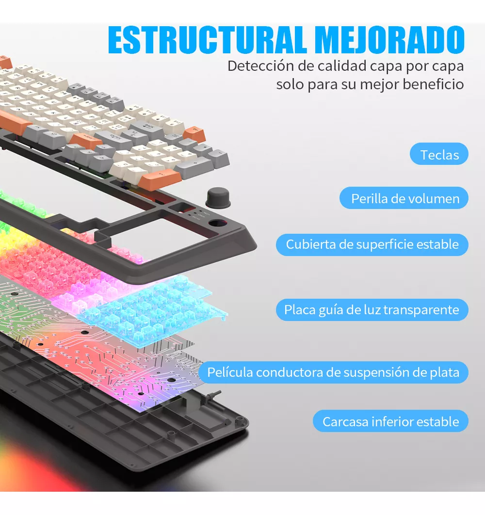 Free Wolf K820 kit De Teclado Y Mouse En Español Con Cable Mouse Blanco Teclado Negro