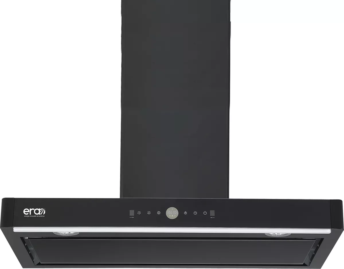 Campana Extractora De Cocina Era Pared 90cm Negra Acero Inox