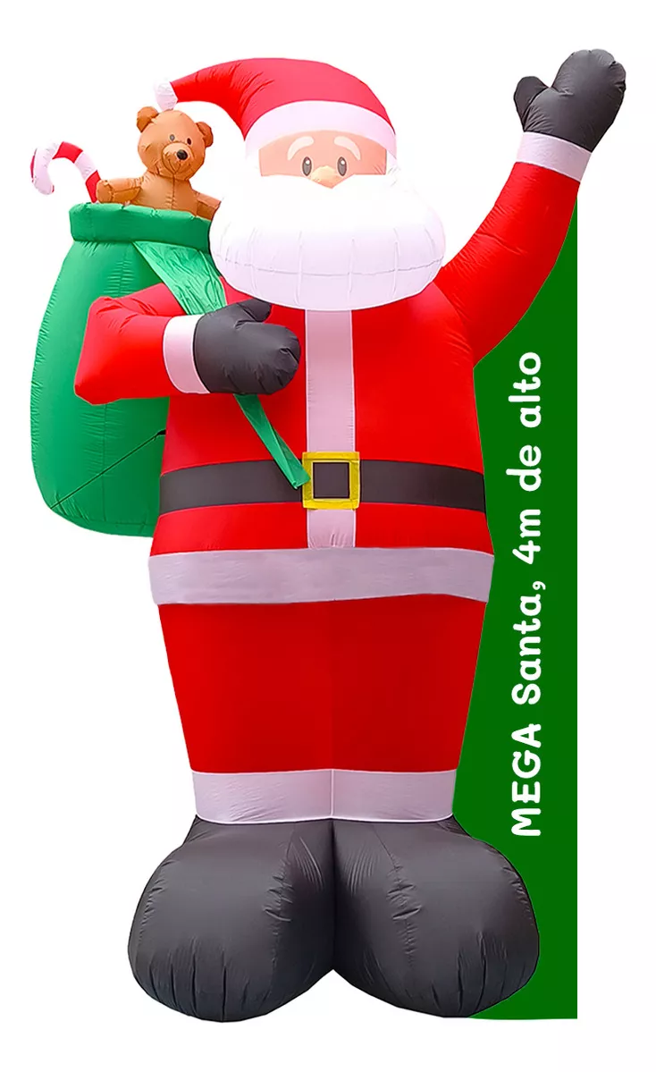 Inflable De Navidad Para Exteriores Santa Claus Mega Gigante 4m Con Luces Led Decoraci&oacute;n Navide&ntilde;a Artego