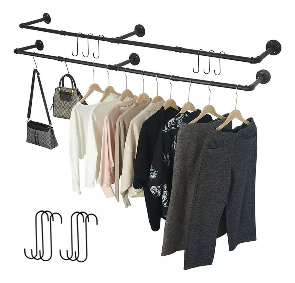 2pc184cm Perchero Organizador De Pared Estante Metalmultiuso