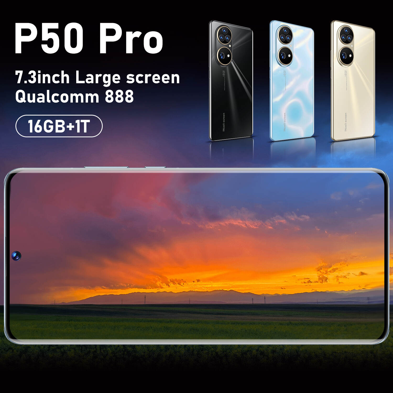 P50 Pro 5G Android 10.0 smartphone 16G+1TB Teléfono 7.3 Pulgadas P50 Pro Teléfono