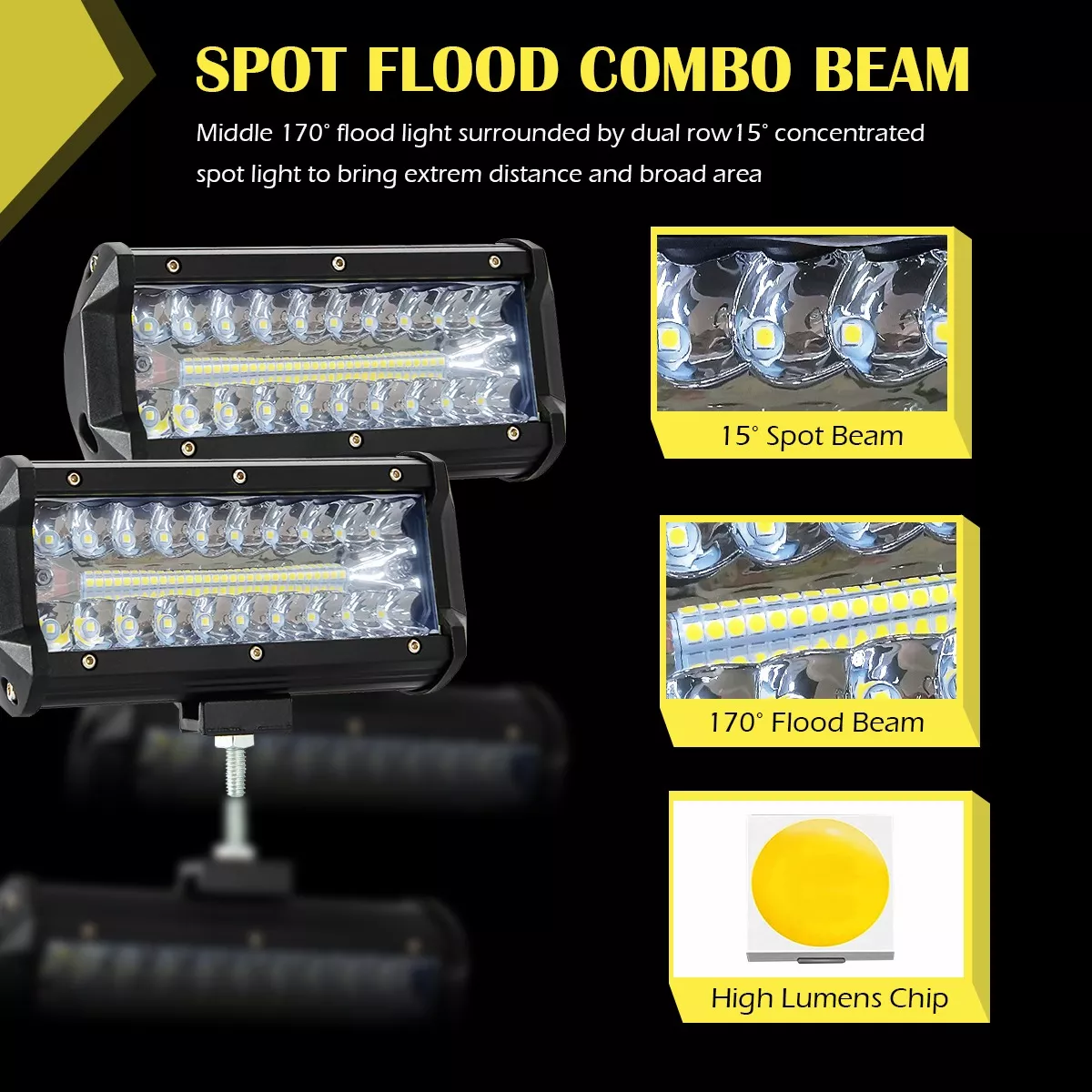 Luces Led Para Carro 7 Pulgadas 150w Barra Luz Led Moto 2pc