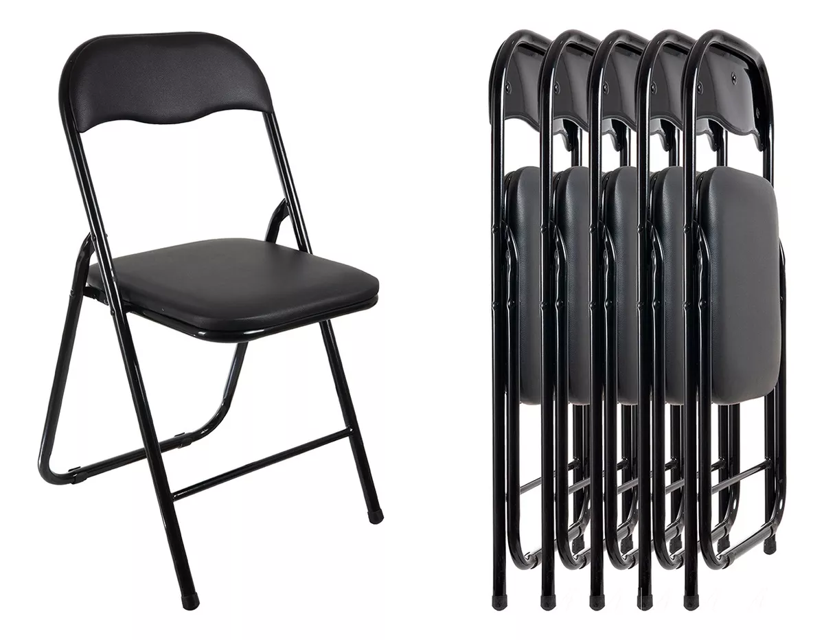 Sillas Plegables Acojinadas Negras 6 Pz
