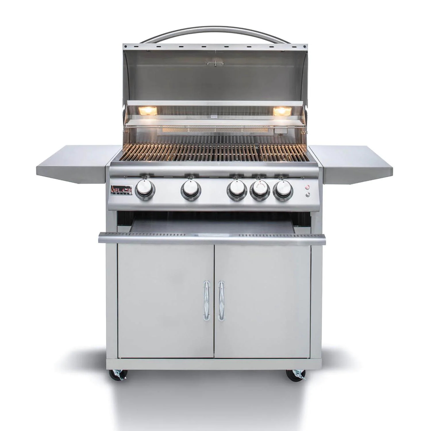 Blaze Premium LTE Parrilla de gas propano de 4 quemadores de 32 pulgadas con quemador infrarrojo trasero y luces de parrilla-BLZ-4LTE2-LP