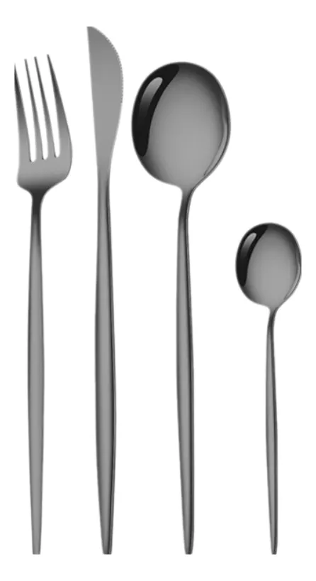 Juego Cubiertos Mate Acero Inoxidable 4 Pcs Acabado Satinado