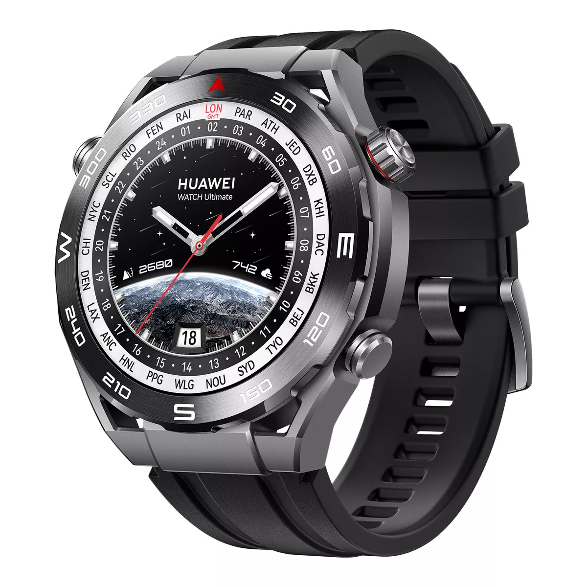 Huawei reloj Ultimate Sport GPS, Resistente al Agua, Pantalla 1.5" Correa Negro Fluoroelast&oacute;mero