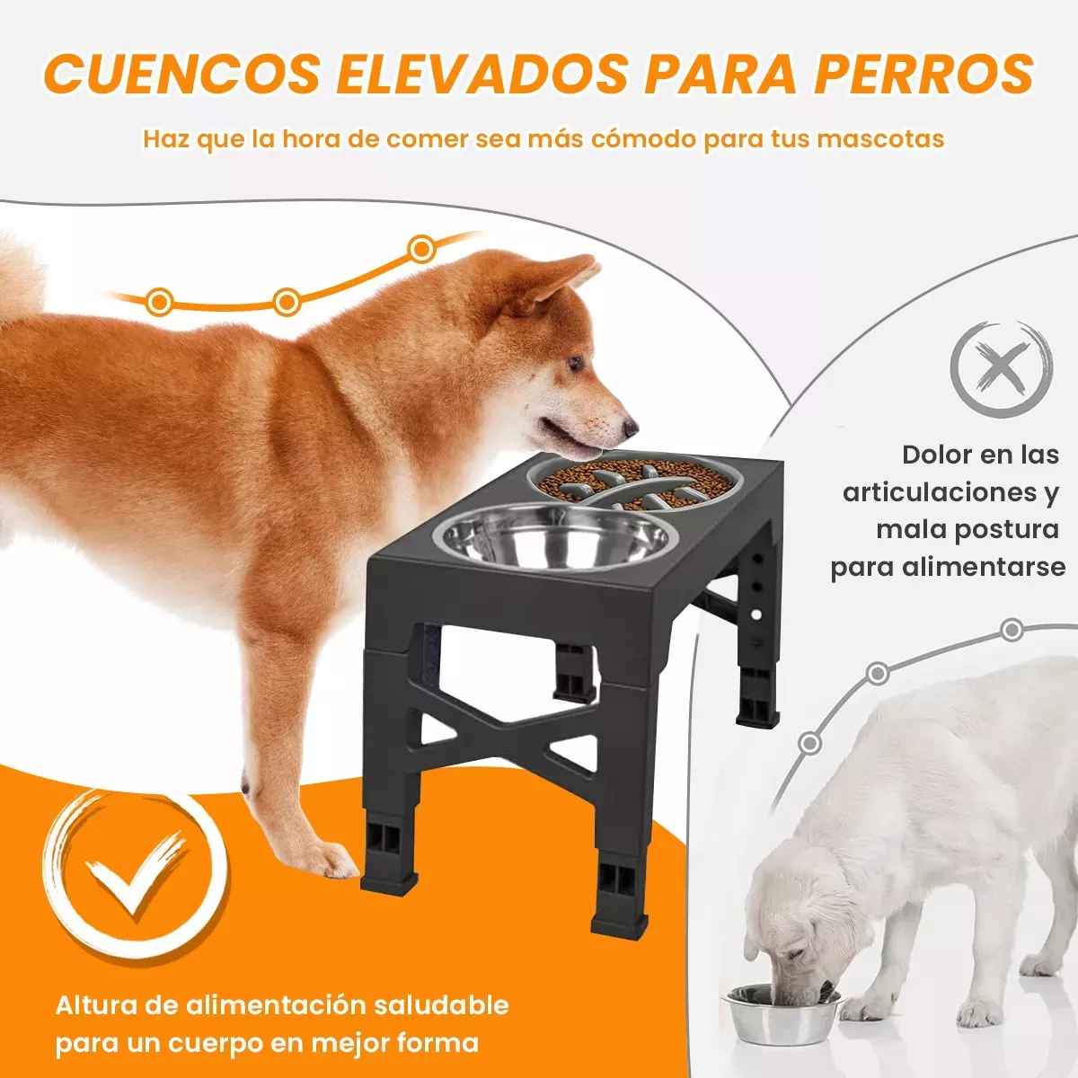 Comedero Para Perro Y Gatos Plato Elevada 5alturas Ajustable