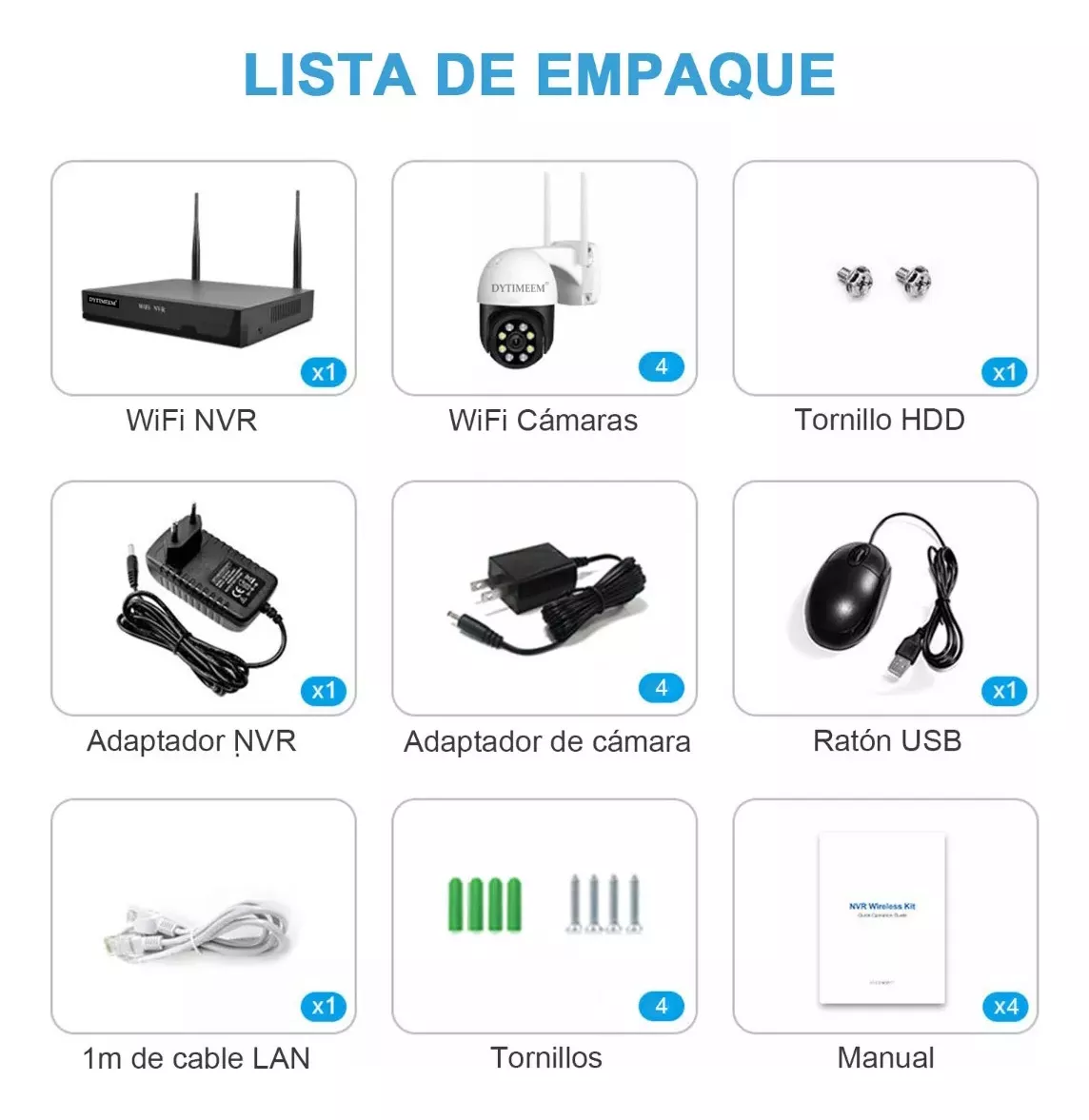 Dytimeem kit Vigilancia 4 Cámaras Ptz 1080p Y Nvr