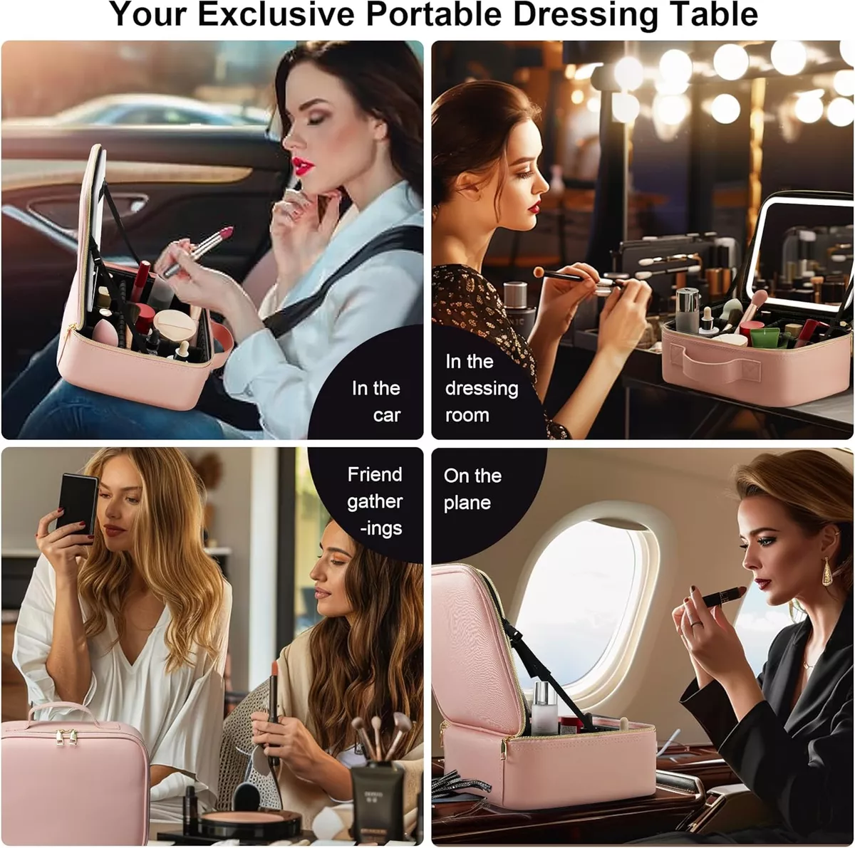 Maletin Estuche De Maquillaje Con Espejo Y Luz Led 3 Modos