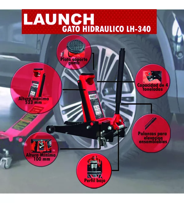 Gato Hidraulico 4 Toneladas Perfil Bajo Doble Piston Launch