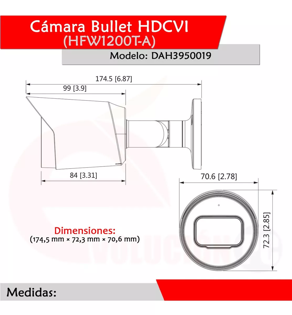 Dahua Cámara Bullet Hfw1200ta28 Hdcvi 1080p Lente 2.8 Mm 103 Grados De Apertura Ir Inteligente De Hasta 30 Mts Protección Ip67 Micrófono Integrado Metálica Estilo Bala