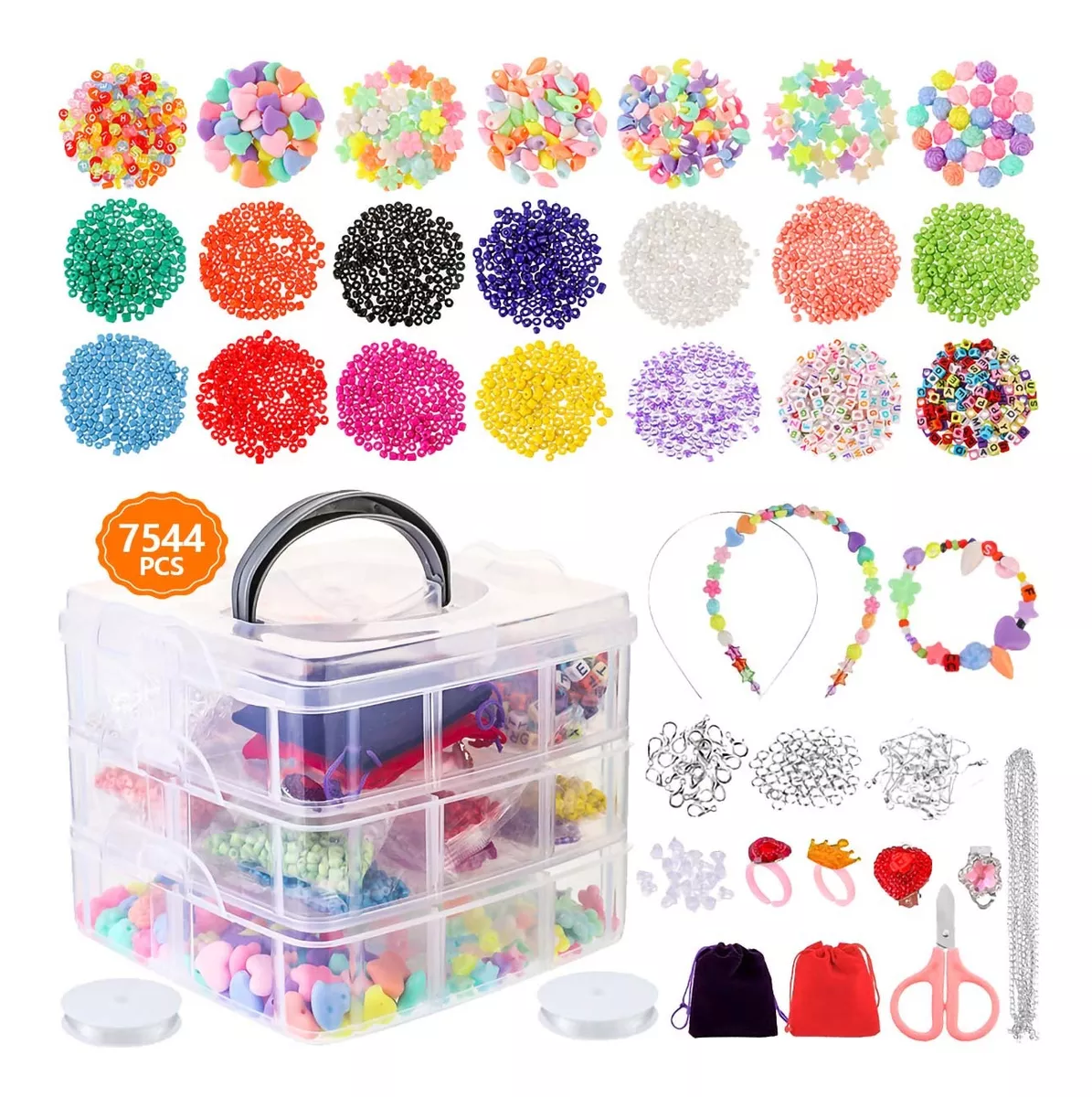 kit Para Hacer Pulsera De Collar Bricolaje Cuentas 7500+ Pcs