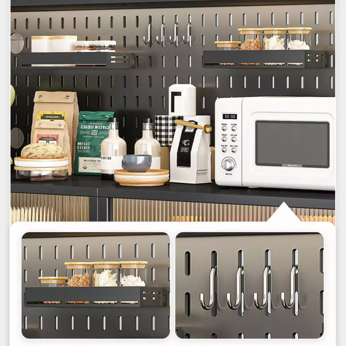 Rack Mueble Multiusos Cocina Moderno Estante De Cocina Negro
