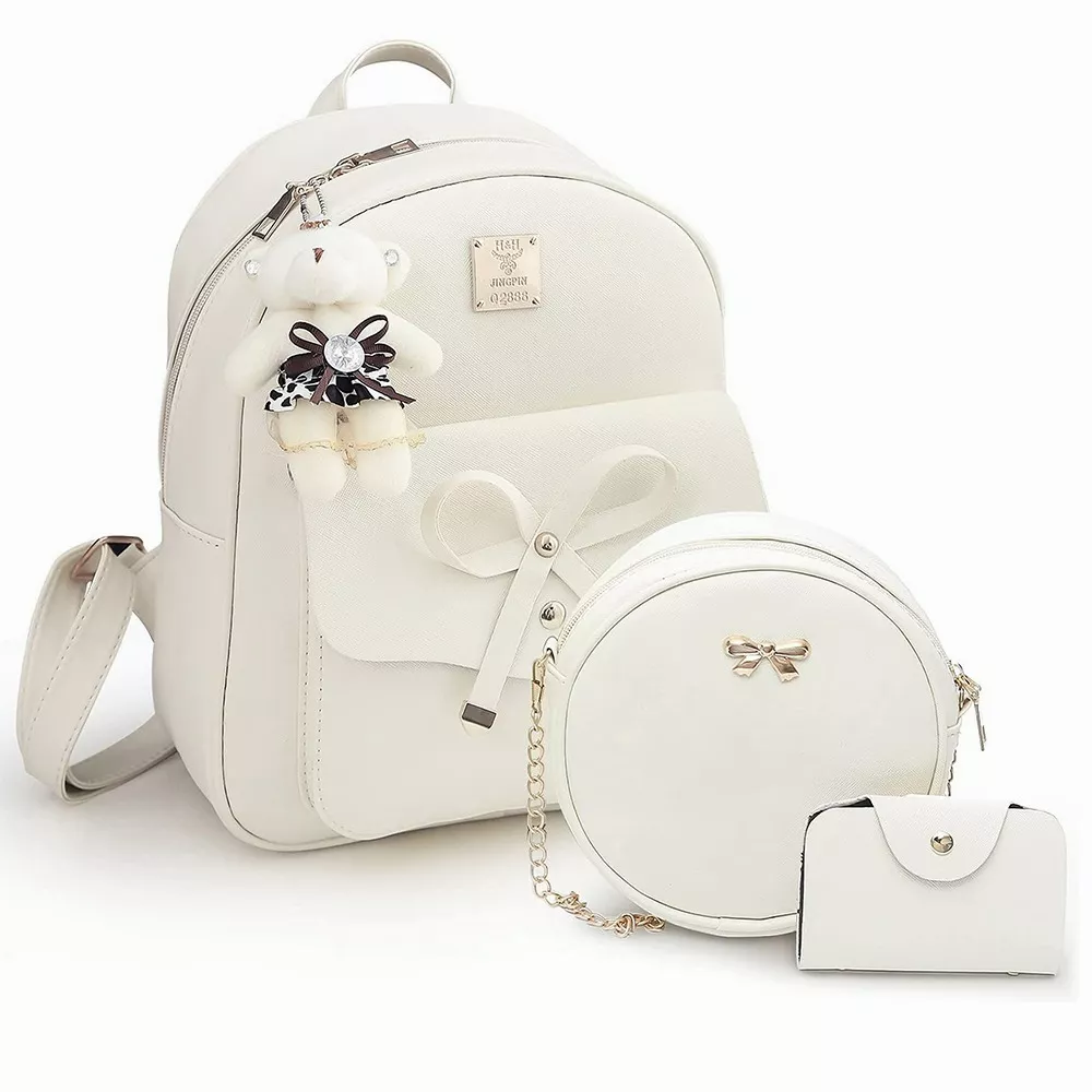 Conjunto De Mochila Y Bolsas Modernas Para Mujer, 3 Piezas color Negro
