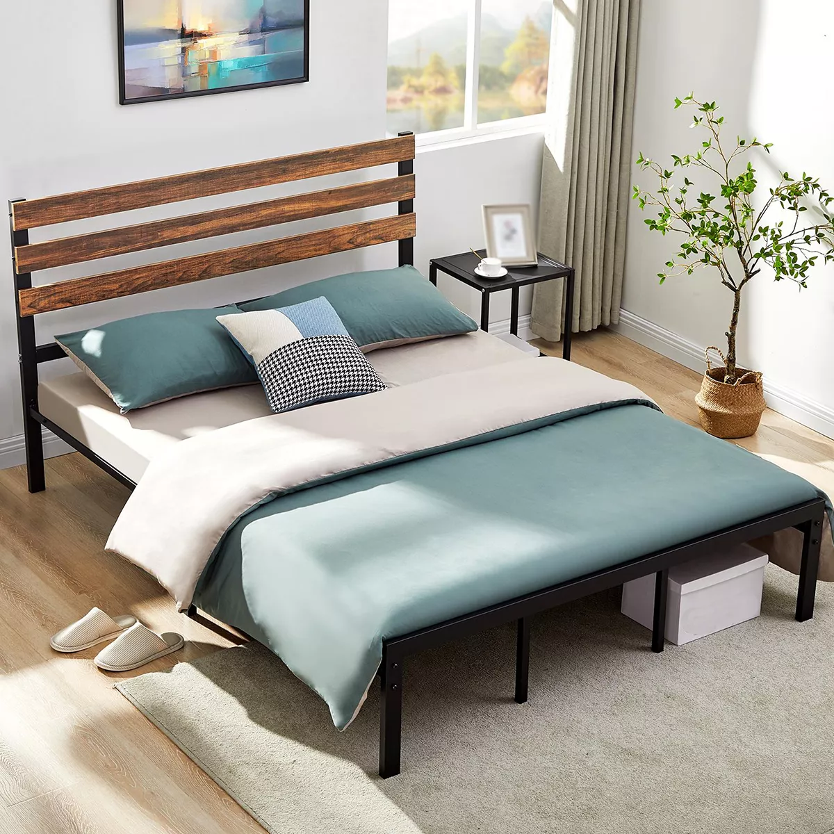 Base De Cama Matrimonial Con Cabecero Refuerzo Multicapa