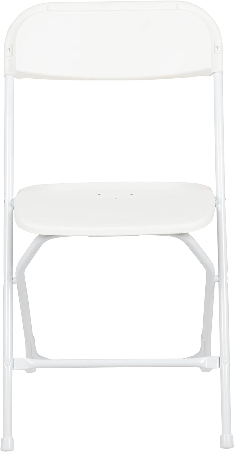 EMMA + OLIVER Juego de 10 sillas plegables de plástico-Silla plegable liviana y apilable con capacidad de peso de 650 LB en color blanco
