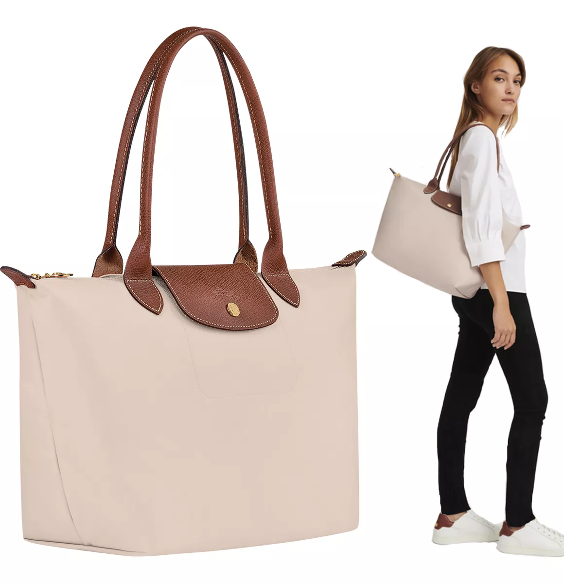 Bolso Tote Clásico Longchamp Blanco Noble Y Elegante