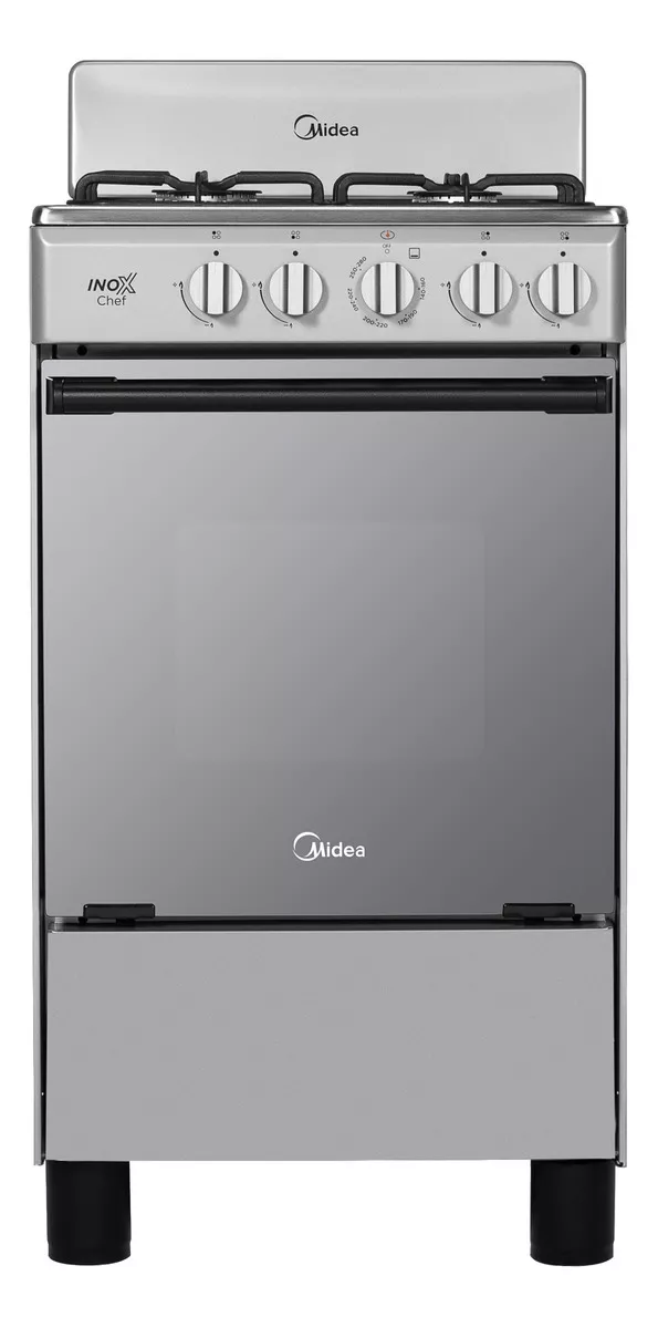 Estufa De Piso Midea Con Copete 20 Inox Chef Silver