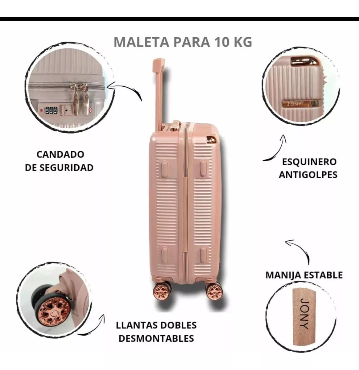 Maleta De Mano Para 10 Kg Sin Documentar Llantas Desmontable