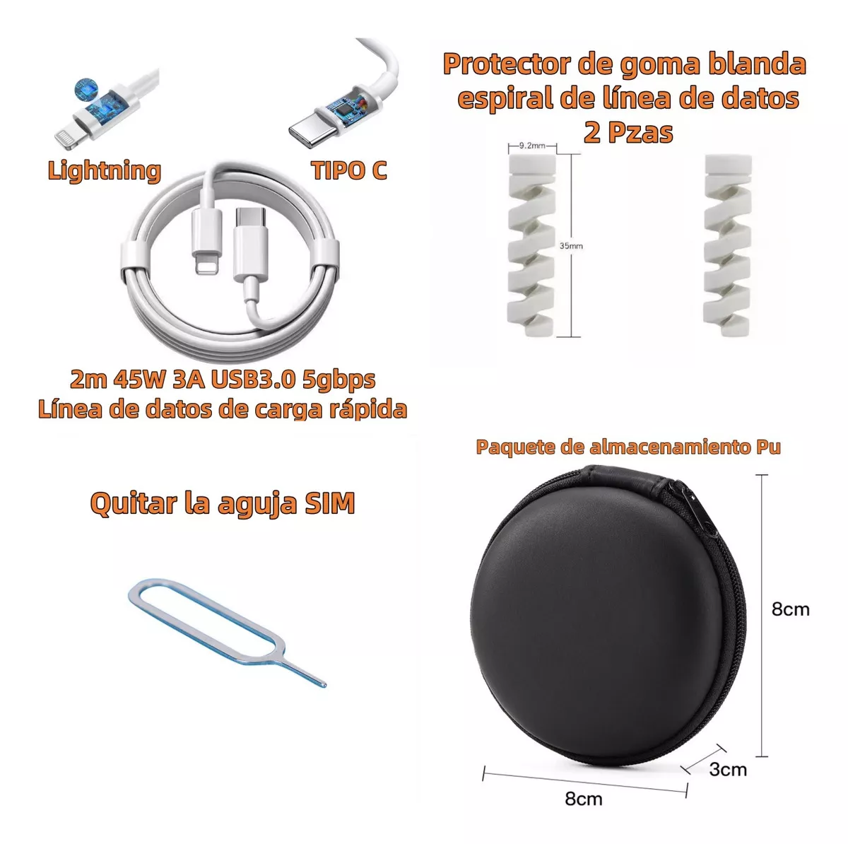 2m Cable Para iPad iPhone 11 12 13 14 De Carga Rápida Conjunto