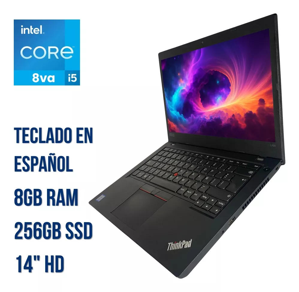 Laptop Lenovo Thinkpad L480 I5 7ma 8gb 256 Ssd 14 W10 Pro (Reacondicionado)