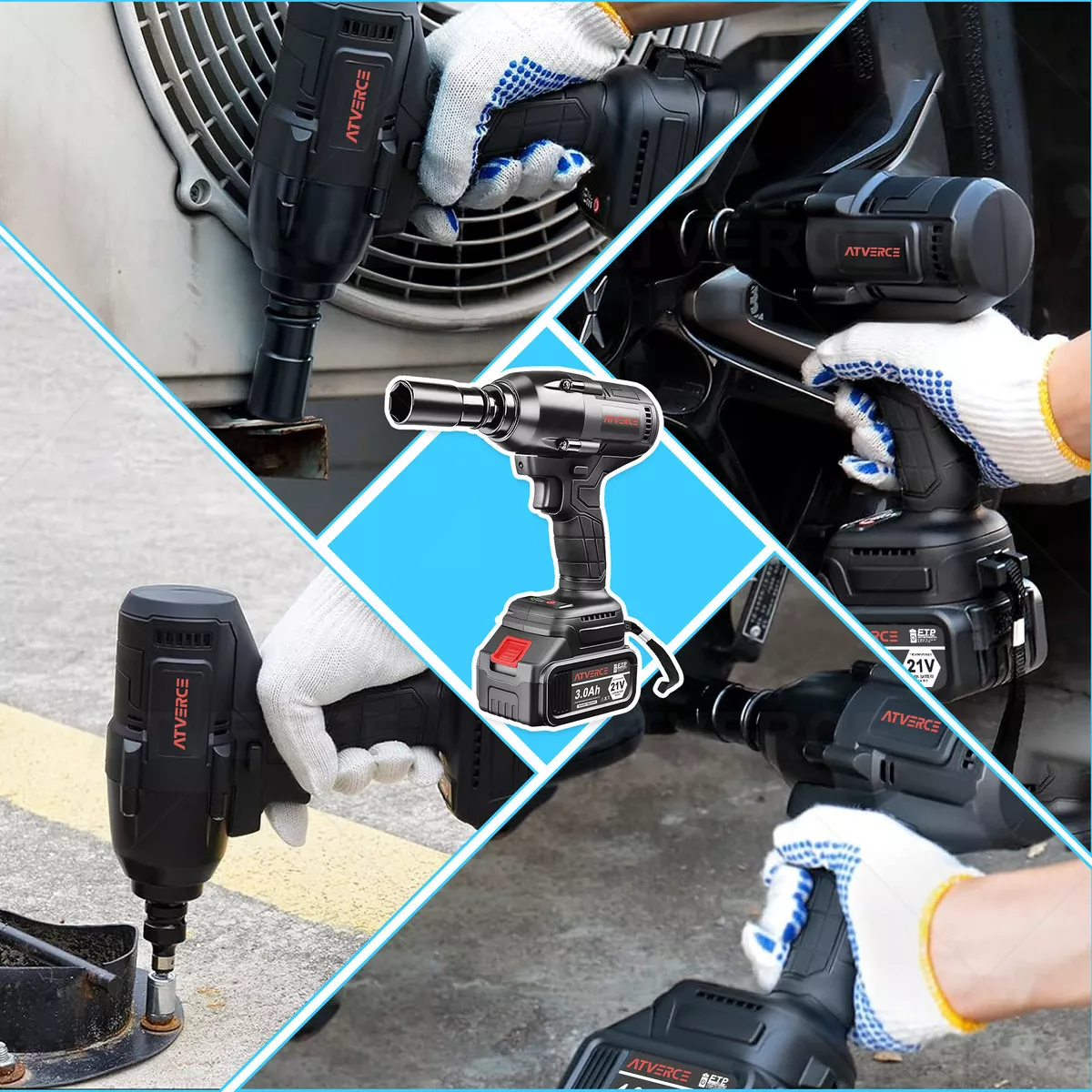 kit Pistola Impacto Llave Inalámbrico 600nm 1/2 Bateria 21v Atverce EW04 110V/220V