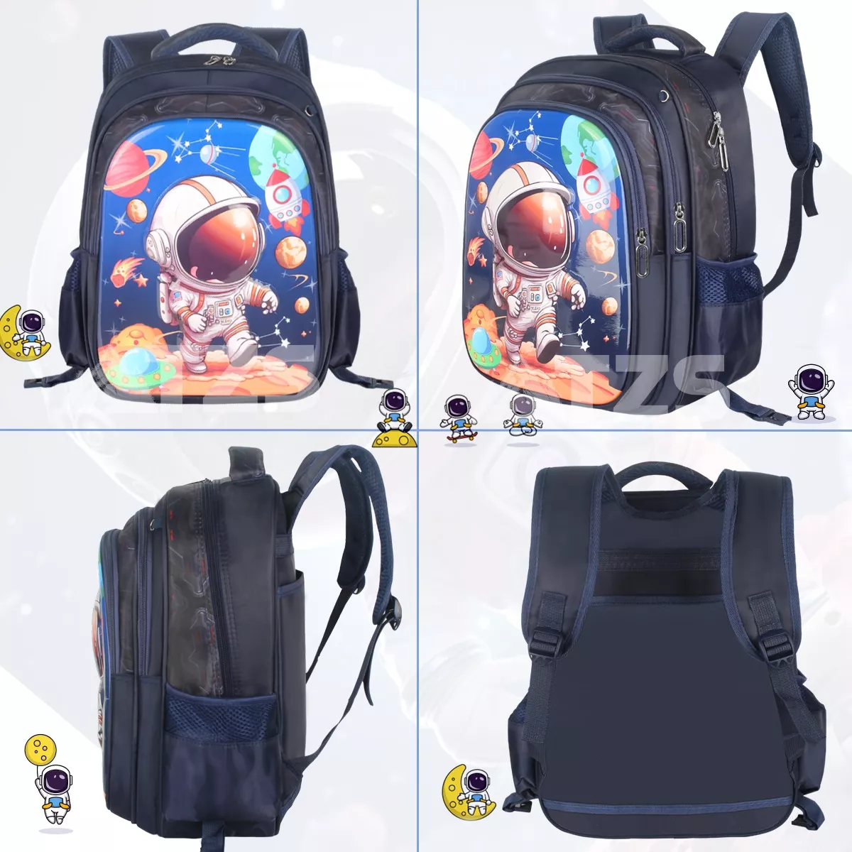 Mochila Escolar Astronautas Para Niño Con Lonchera Lapicera Juego De 3 Piezas