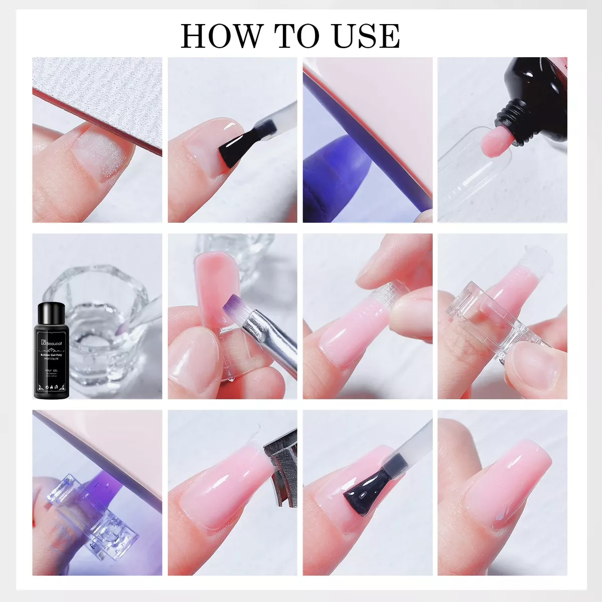 kit Para De Uñas Polygel Completo Acrilicas Beaucat 38 Pcs