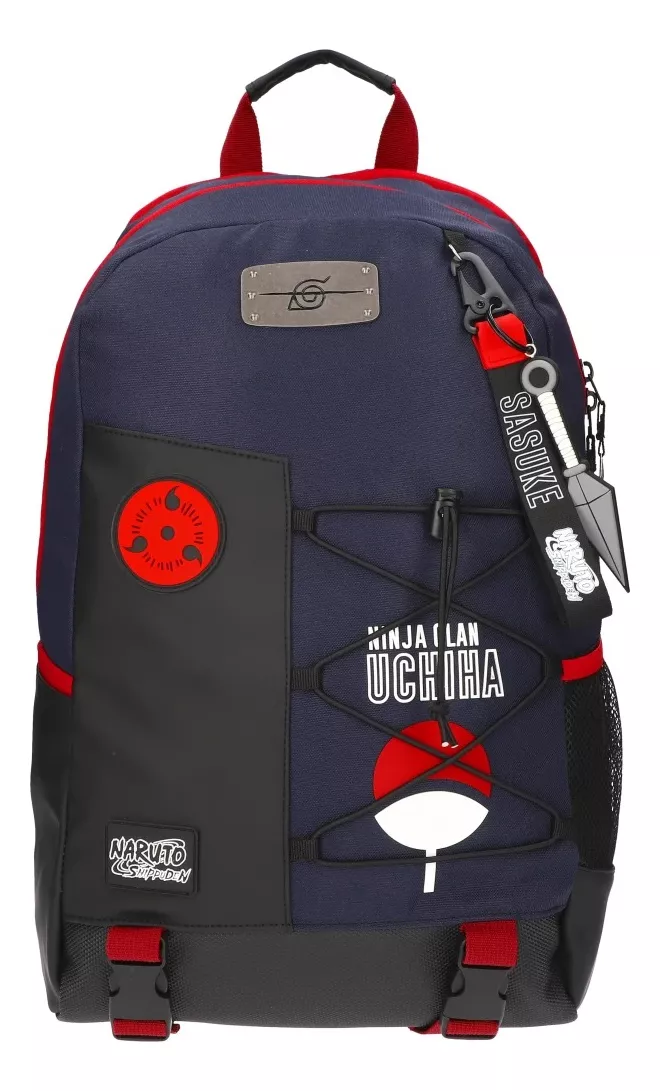 Mochila Naruto Sasuke Premium Edition Con Portalaptop color Azul Dise&ntilde;o De La Tela Lisa