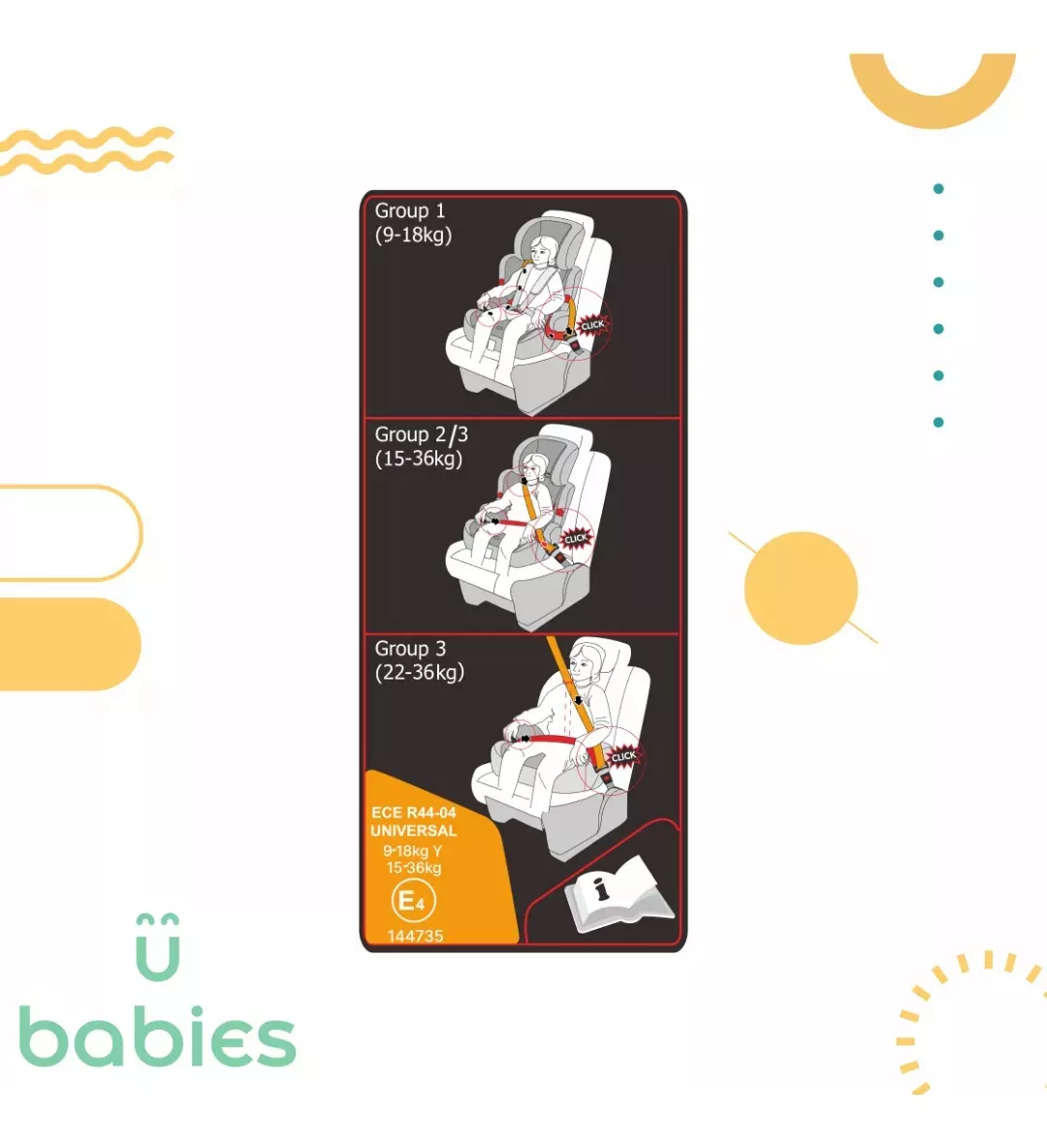 Autoasiento Booster Bebe para carro Silla Seguridad Amulay