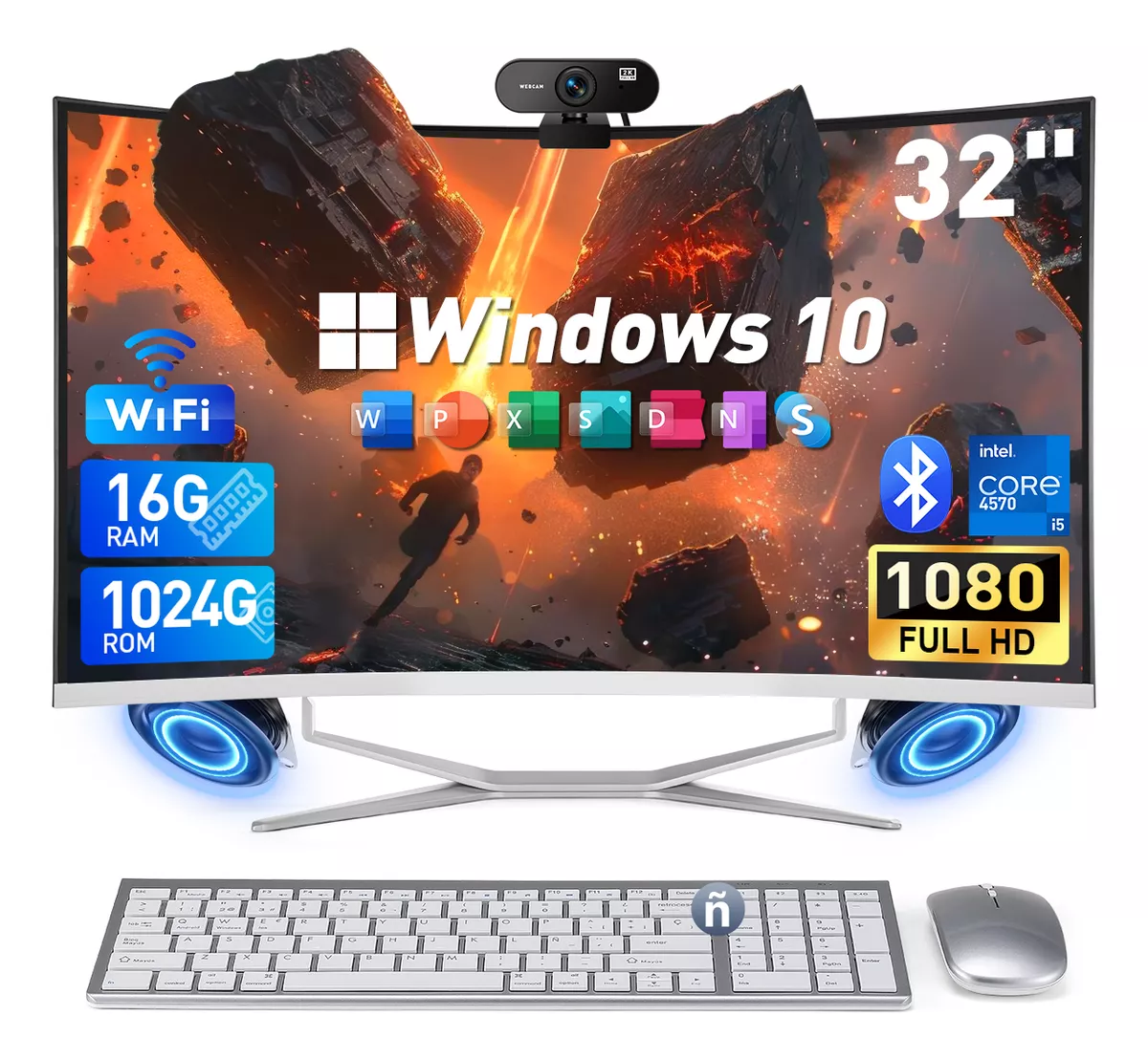 Pc All In One 32in Computadora Curva 16gb Ram+ 1024gb Rom