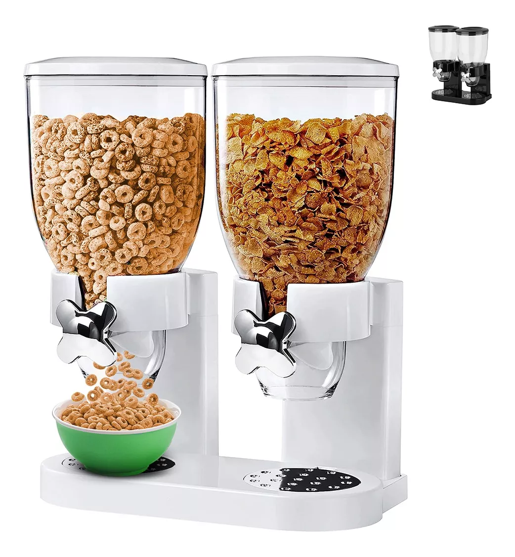 Dispensador De Cereal Despachador Doble Alimentos Y Semillas color Negro