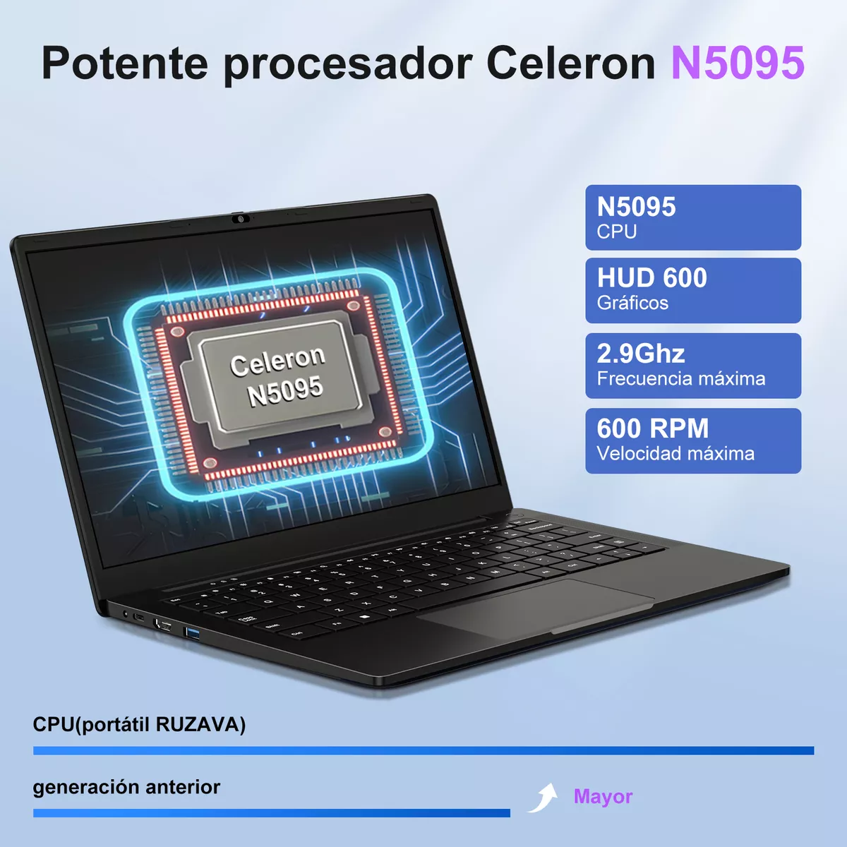 Laptop 14 Win11 N5095 8 Gb Ram 256 Gb Ssd 1080p+ratón