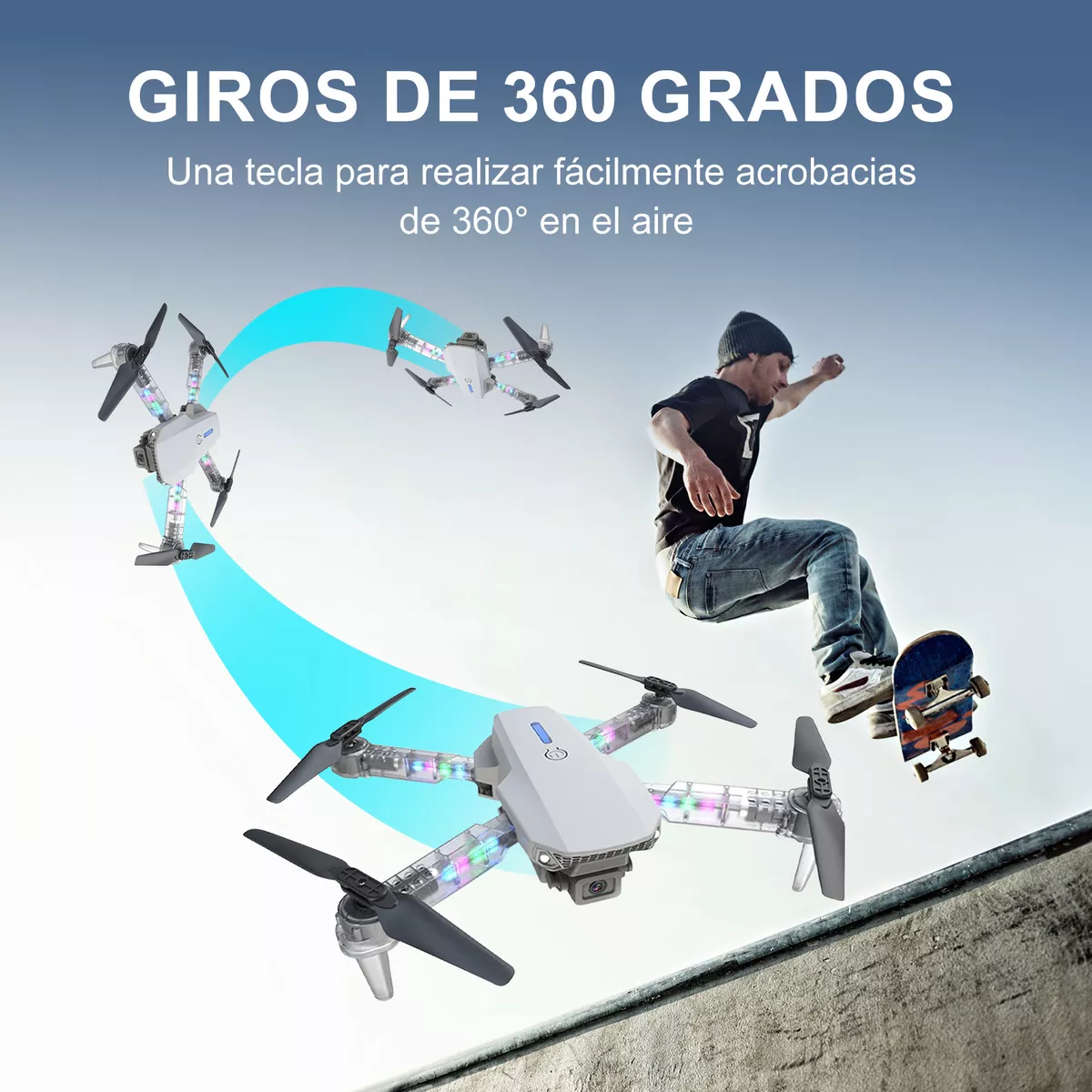 Mini Drone Con Camara Ourlife Ak Air2 Con Luces Chidas Gris