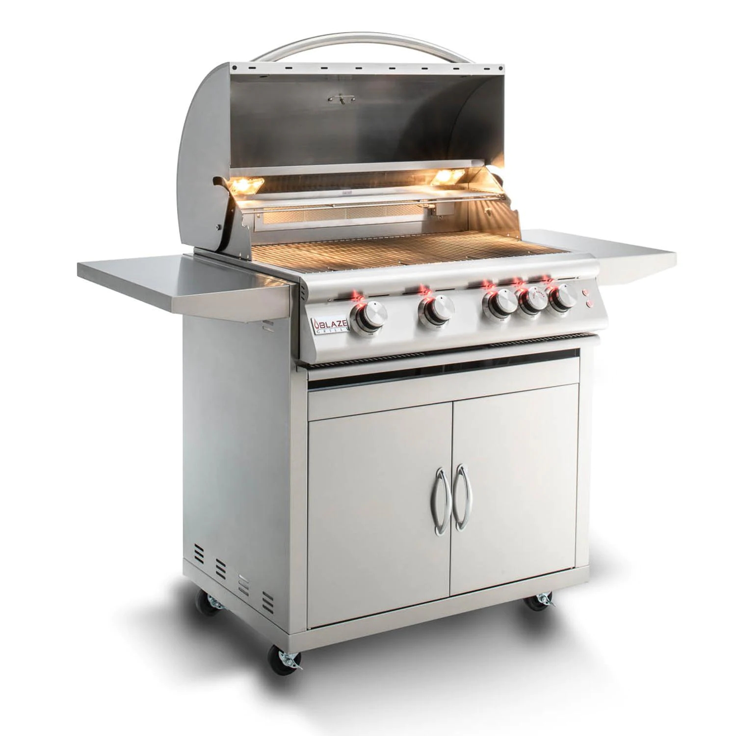 Blaze Premium LTE Parrilla independiente de gas propano de 32 pulgadas y 4 quemadores con quemador infrarrojo trasero y luces para parrilla-BLZ-4LTE2MG-LP
